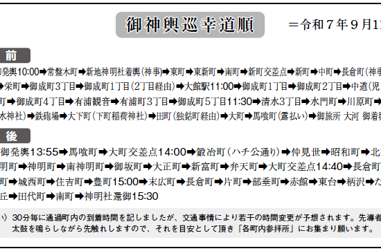 令和7年御神輿巡幸道順
